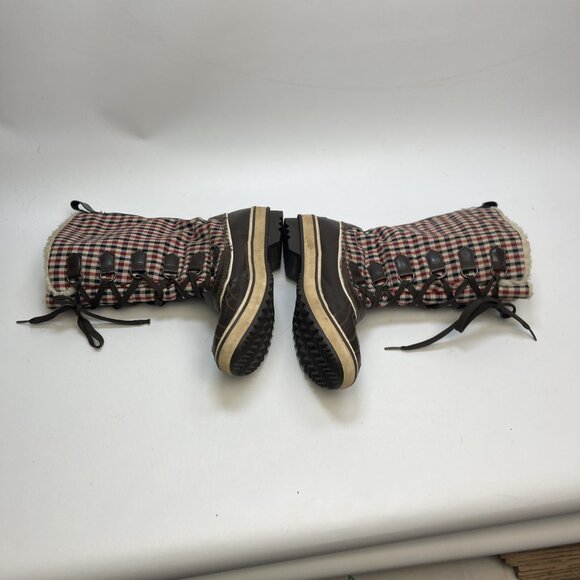 Sorel Winter Boots Wom Sz 8 US Red Plaid Lace Up Waterproof Sherpa Fleece Lined - Picture 6 of 12